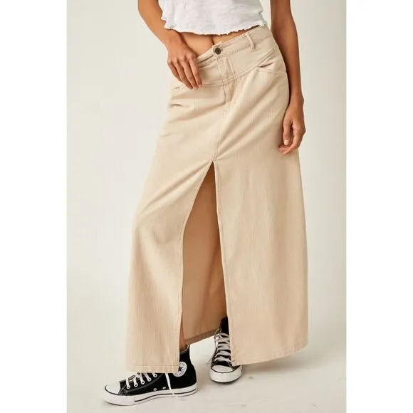 FREE PEOPLE Come As You Are Cord Maxi Skirt / Beechwood NEW!