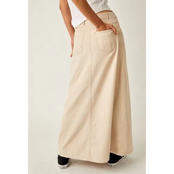 FREE PEOPLE Come As You Are Cord Maxi Skirt / Beechwood NEW!