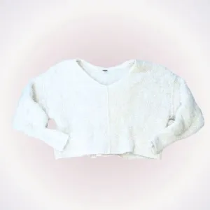 Free People cream soft knit v-neck sweater | Sz S