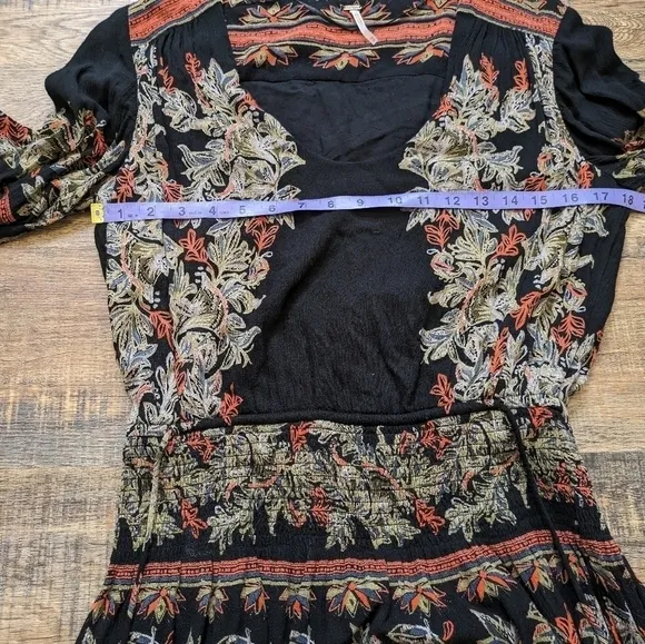 Free People Dress Moonlight Drive Bohemian Black Midi Women’s XS