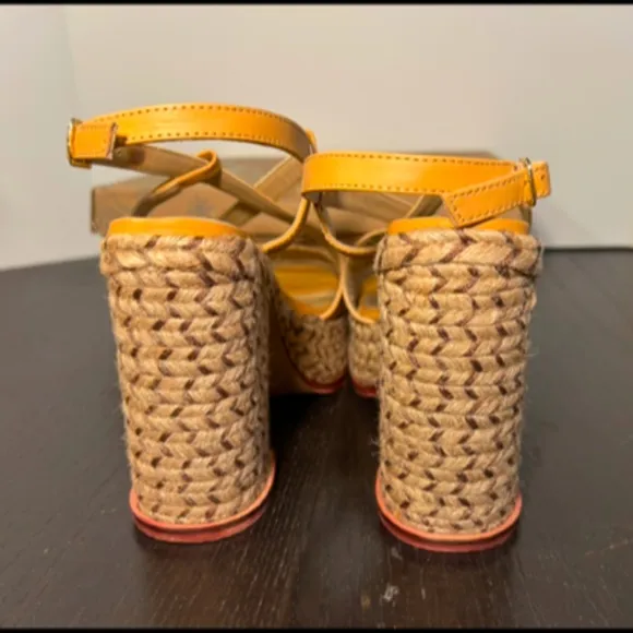 Free People Fahn Jute Platform Strappy Sandal Heels Tan Size 9