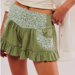 Free People FP One Mexico City Embroidered Ruffles Shorts XS