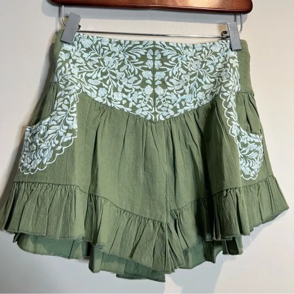 Free People FP One Mexico City Embroidered Ruffles Shorts XS