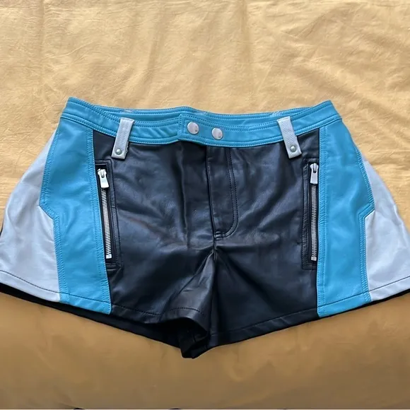Free People Full Throttle Leather Motto Shorts