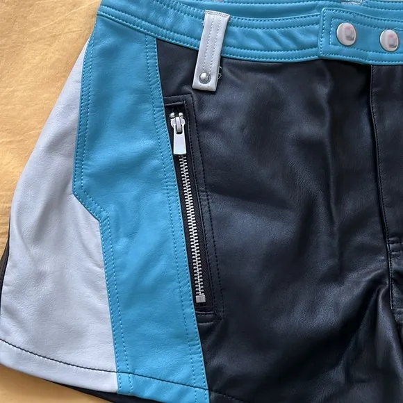 Free People Full Throttle Leather Motto Shorts