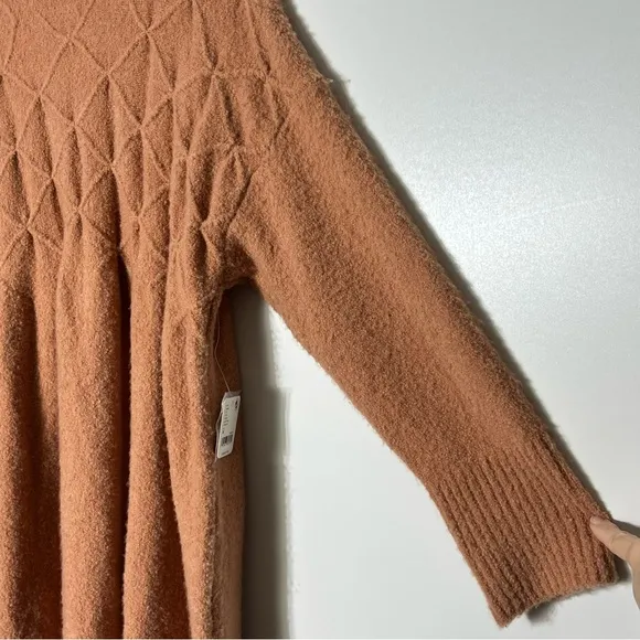 Free People Jaci Turtleneck Beige Babydoll Wool Blend Sweater Dress Medium NWT