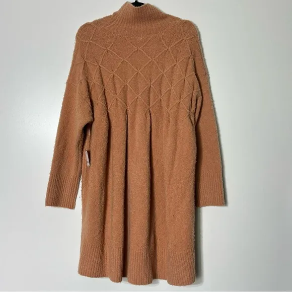 Free People Jaci Turtleneck Beige Babydoll Wool Blend Sweater Dress Medium NWT