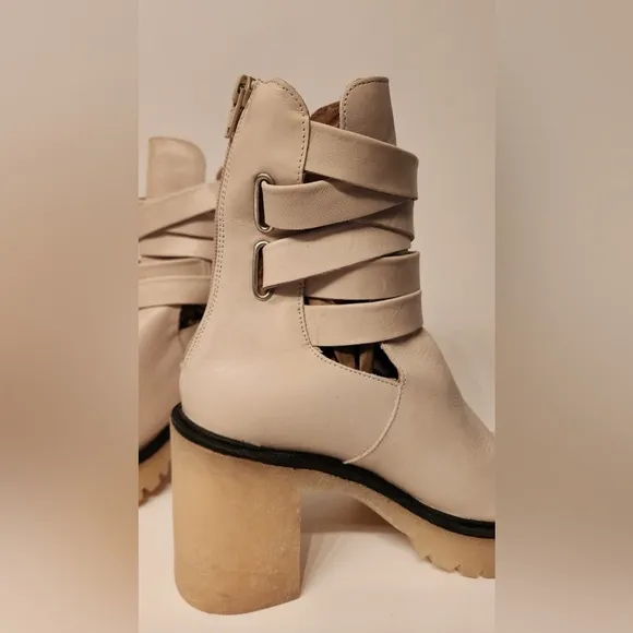 Free People Jesse Women's Cutout Boots In Ivory Size 8.5/39