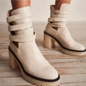 Free People Jesse Women's Cutout Boots In Ivory Size 8.5/39