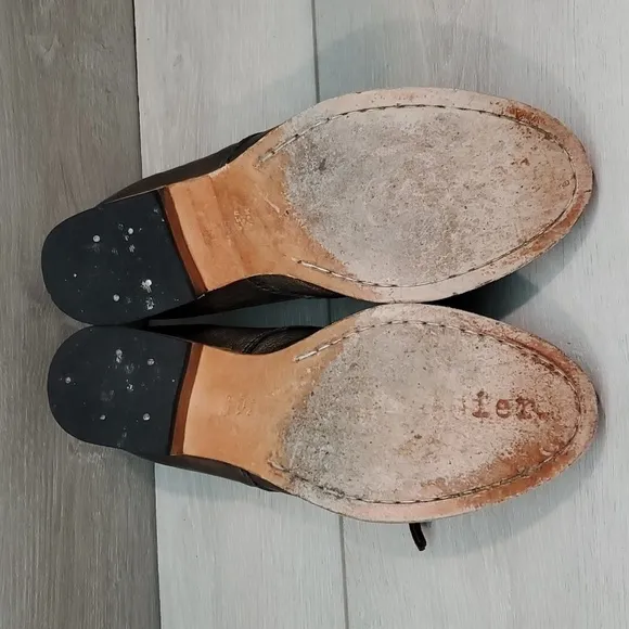 Free People Jim Barnier Womens Boho Leather Moto Heels shoes sz 9.5 USA