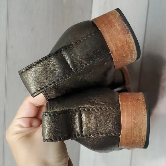 Free People Jim Barnier Womens Boho Leather Moto Heels shoes sz 9.5 USA