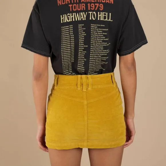 Free People Joanie Corduroy Skirt in Yellow EUC Sz 30