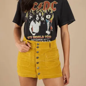 Free People Joanie Corduroy Skirt in Yellow EUC Sz 30