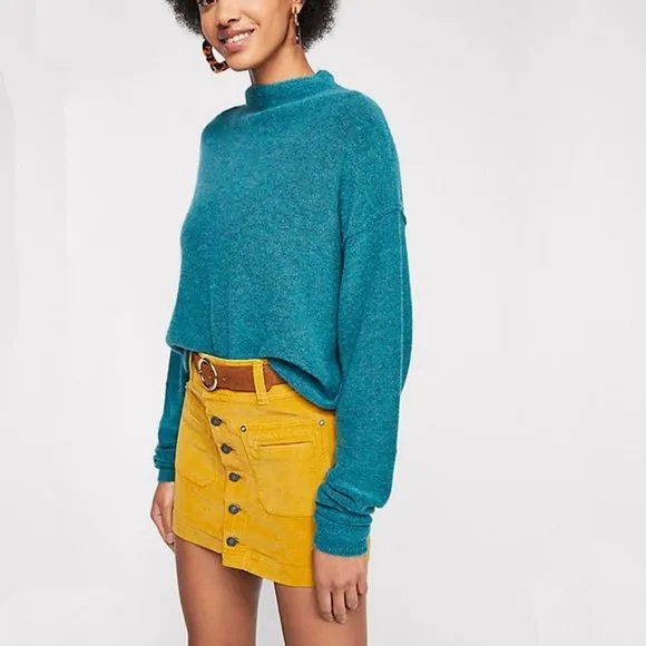 Free People Joanie Corduroy Skirt in Yellow EUC Sz 30