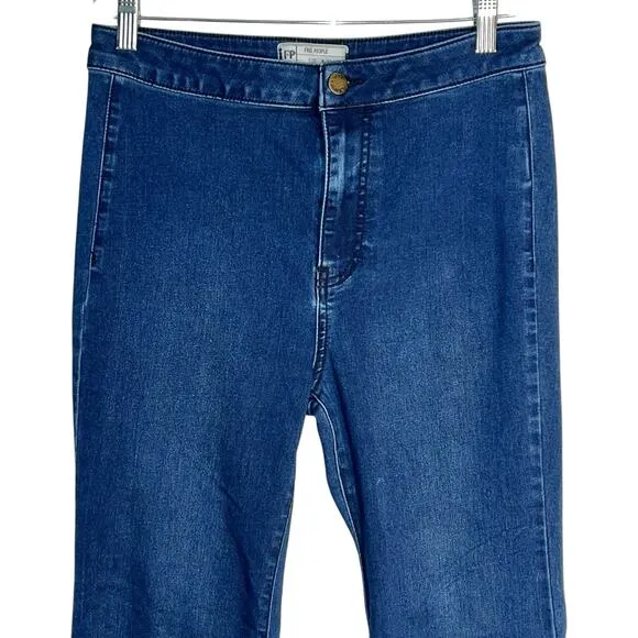 Free People Just Float On Flare Jeans Sz 28 Short Dark Wash High Rise Retro Boho