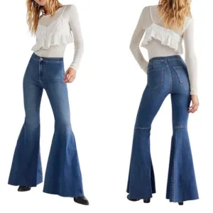 Free People Just Float On Flare Jeans Sz 28 Short Dark Wash High Rise Retro Boho