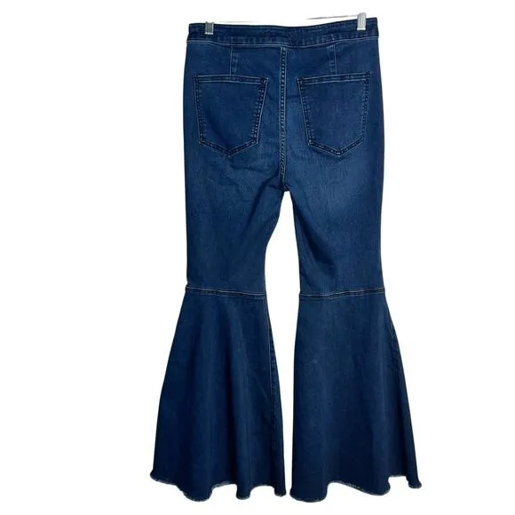 Free People Just Float On Flare Jeans Sz 28 Short Dark Wash High Rise Retro Boho