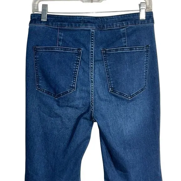 Free People Just Float On Flare Jeans Sz 28 Short Dark Wash High Rise Retro Boho