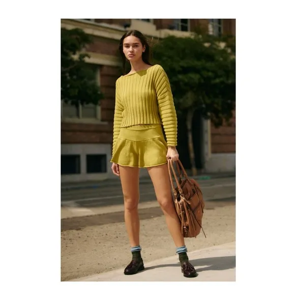 FREE PEOPLE Katya Skirt Set Slightly Oversized Relaxed Top &amp; Skirt L NWT’S-$100