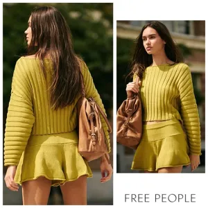 FREE PEOPLE Katya Skirt Set Slightly Oversized Relaxed Top &amp; Skirt L NWT’S-$100