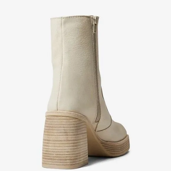 Free People NWOB Women's Ivory Leather Ruby Platform Boot Size 38.5