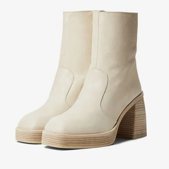 Free People NWOB Women's Ivory Leather Ruby Platform Boot Size 38.5