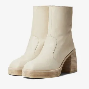 Free People NWOB Women's Ivory Leather Ruby Platform Boot Size 38.5