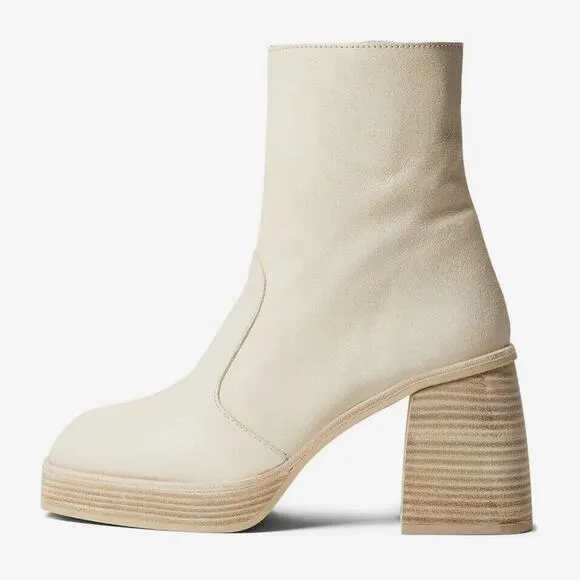 Free People NWOB Women's Ivory Leather Ruby Platform Boot Size 38.5