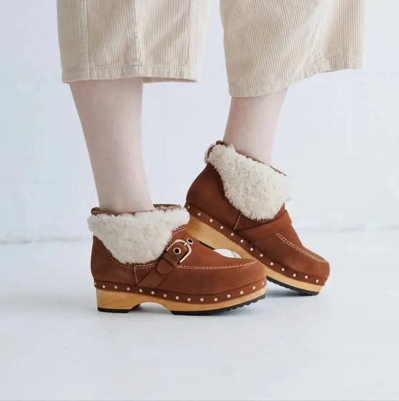 Free People Oak Clog Boot Designer Fur Suede #57