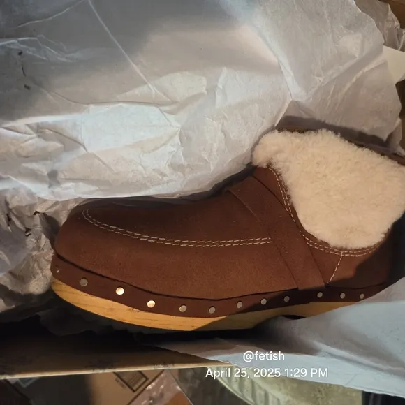 Free People Oak Clog Boot Designer Fur Suede #57