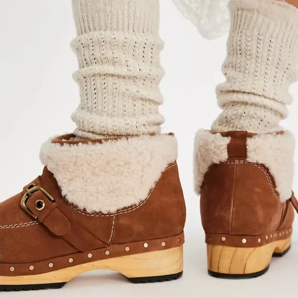 Free People Oak Clog Boot Designer Fur Suede #57