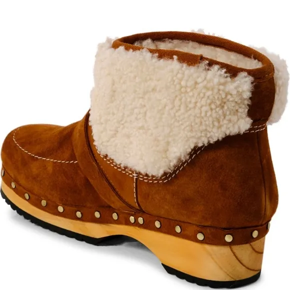 Free People Oak Clog Boot Designer Fur Suede #57