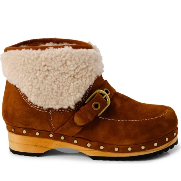 Free People Oak Clog Boot Designer Fur Suede #57