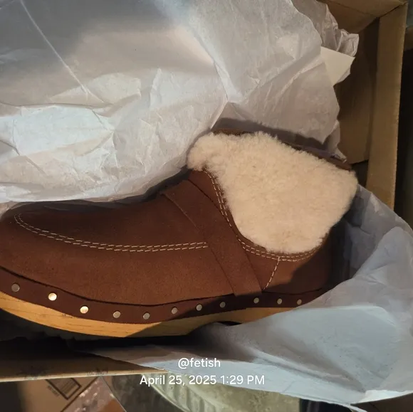 Free People Oak Clog Boot Designer Suede Sherpa #56