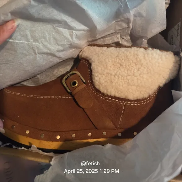 Free People Oak Clog Boot Designer Suede Sherpa #56