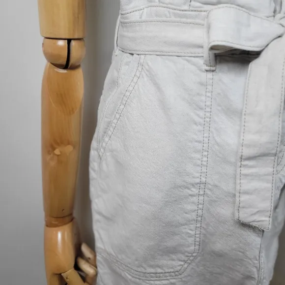 Free People Paper Bag Waist Cotton Linen Blend Spring and Summer Skirt Size 8