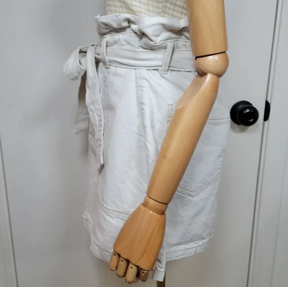 Free People Paper Bag Waist Cotton Linen Blend Spring and Summer Skirt Size 8