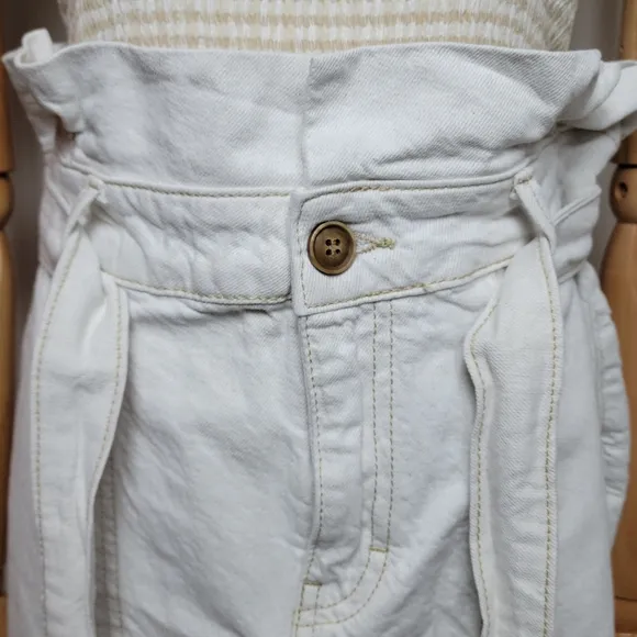 Free People Paper Bag Waist Cotton Linen Blend Spring and Summer Skirt Size 8