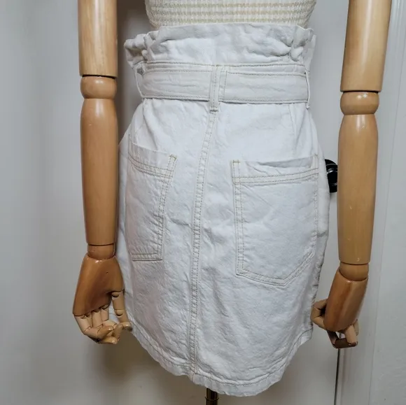 Free People Paper Bag Waist Cotton Linen Blend Spring and Summer Skirt Size 8