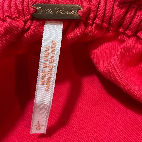 Free People Red Embroidered Off Shoulder Dress Size Large