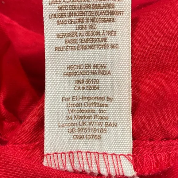 Free People Red Embroidered Off Shoulder Dress Size Large