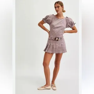 Free People Sevi Plaid Mini Dress in Gray/Pink Combo Retail $168 NWOT