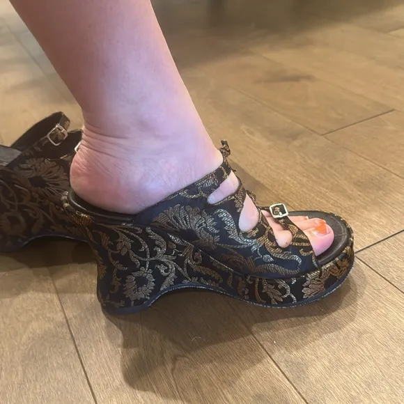 Free People Shoes Free People Huffman Buckle Wedge Heels size 37 fits a size 7.5