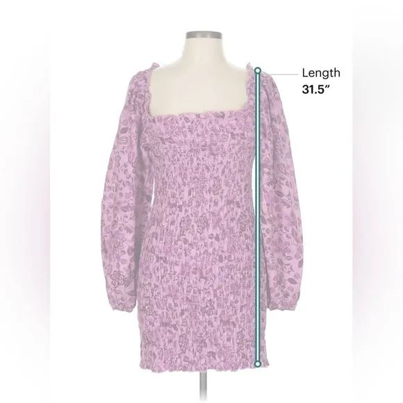 Free People Smock It To Me Mini Dress - Azalea Combo Purple Floral - Large - NWT
