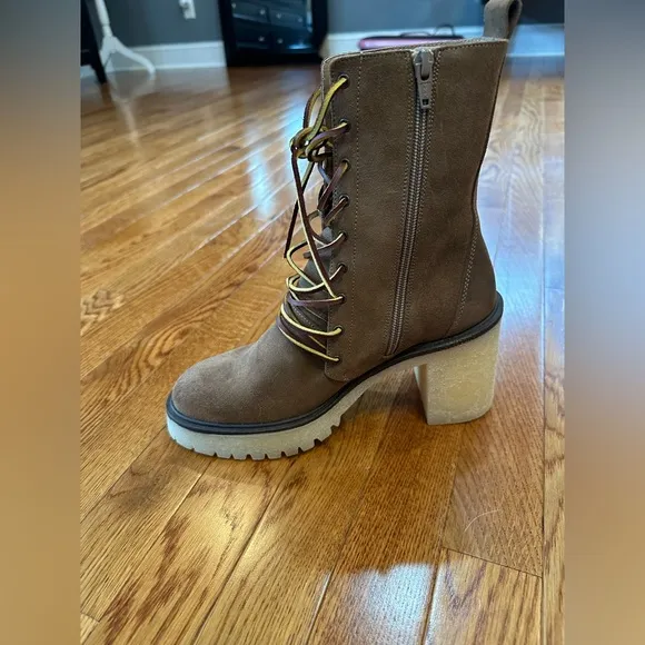 Free people taupe Dylan lace up boots