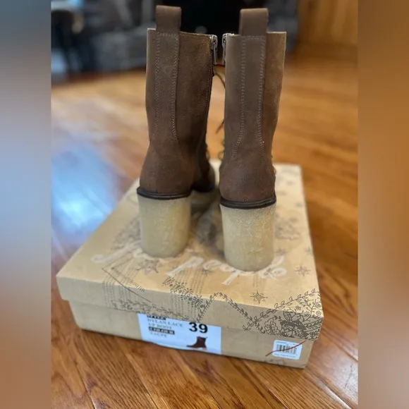 Free people taupe Dylan lace up boots
