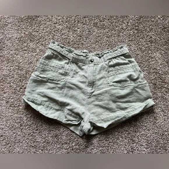 FREE PEOPLE Topanga Cuff Shorts Oil Green Medium