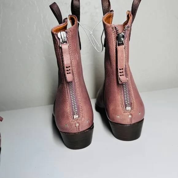 FREE PEOPLE We‎ The Free Wesley Leather Ankle Boot 36 1/2/6.5 NWT mauve brown