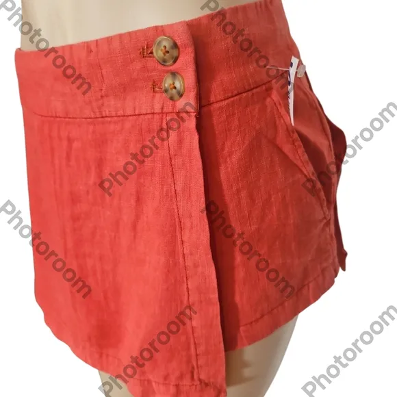 FREE PEOPLE Woman Johana Linen Skort Summer Fig Color Size 14