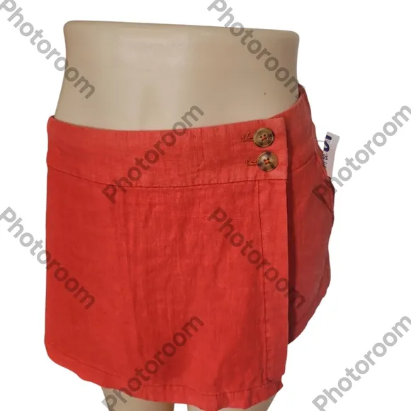 FREE PEOPLE Woman Johana Linen Skort Summer Fig Color Size 14